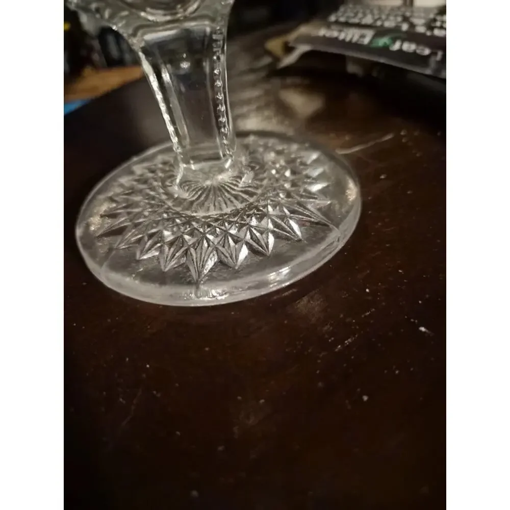 Eapg covered candy dish compote in bridle rosette pattern